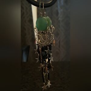 Hand Made Green Dream Catcher Earings